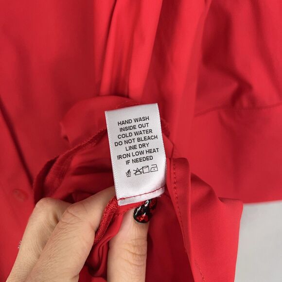 IC Collection Shirt Womens Small Red Tunic Connie K Artsy Eclectic Made in USA - Picture 10 of 16